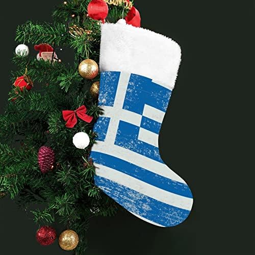 Флаг на Гърция Коледни Окачени чорапи Чорапи за Коледно Камина Празничен Начало Декор