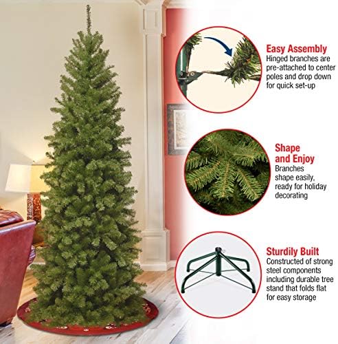 Изкуствена Тънка Коледно дърво Tree National Company, Зелена, Ела на Северна Долина, Включва Стойка, 6,5 Фута
