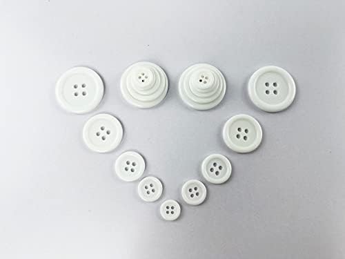 Wennuo 100 бр. Бели Копчета за шиене, Копчета за Бродерия с 4 дупки, 5 Размери, с отделение за съхранение, Подходяща за