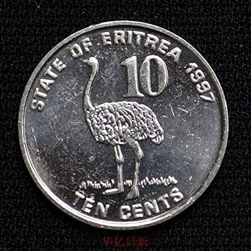 Монети Eritreans 10 Точки 1997 година на издаване KM45 20,9 мм Африкански монети с изображение на Животно Щраус