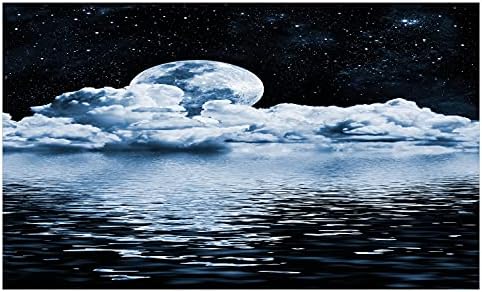 Керамични Държач за четка за зъби Ambesonne Moon, Закачен на Луната Над Облаците, Отражения във водата, Принт с изображение