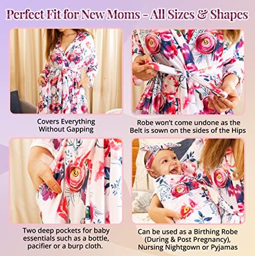 Халат за мама и мен и комплект за свободни ръкави за бременни и Одеала за свободни дете – Подходящ Халат за бременни