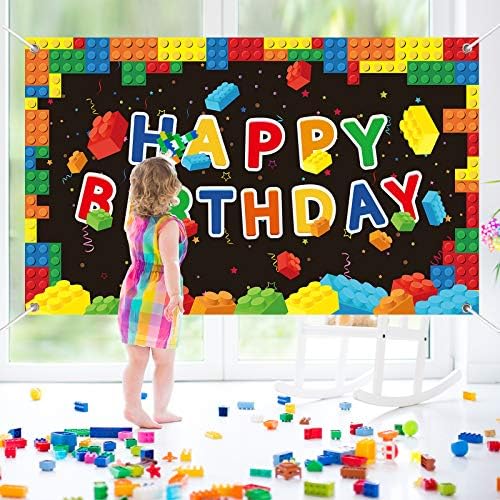 Строителни блокове, украса за парти, цветни блокове, фон за снимки на рожден ден, детски строителни блокчета, за да проверите