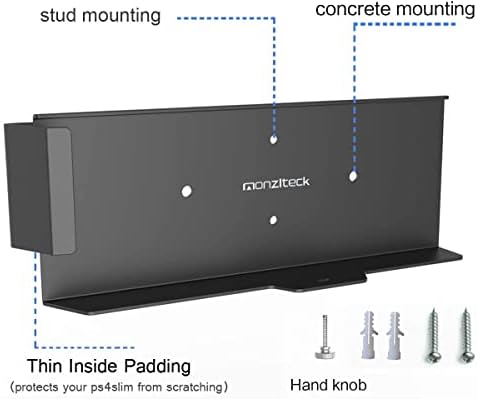 Ново монтиране на стена Monzlteck за PS-4 Slim, близо до телевизора или зад него, спестява място, идеално за PlayStation4