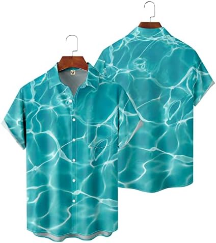 WYBAXZ Коледни Якета за мъже, Хавайски Ризи с принтом, Плажни Ризи с копчета и Къс Ръкав, Мъжки t-shirt