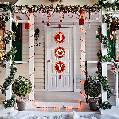 Jpfezry Коледна Украса за врати - Светещ знак на Радост за входната врата, Домашно прозорци, Стени, Коледен Декор