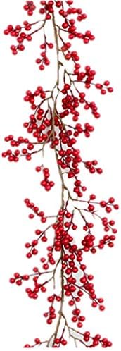 UXZDX Червена Плодове Венец Коледни Изкуствени Плодове, Резници Коледни Украси Вратата Висящи Украси Дома Сватбен