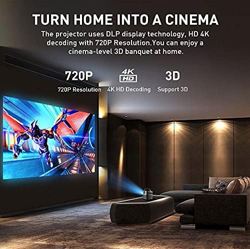 ZGJHFF Поддържа Проектор за домашно Кино 4K 3D 1080p за видео игри Proyector в прожектор с батерия 12000 mah