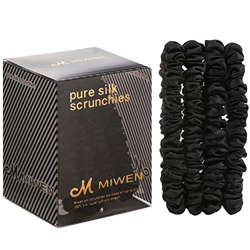 Дамски копринени дъвка Miwen, малки Черни еластични ленти за коса от чиста коприна тутового цвят, 22 Момме, Меки