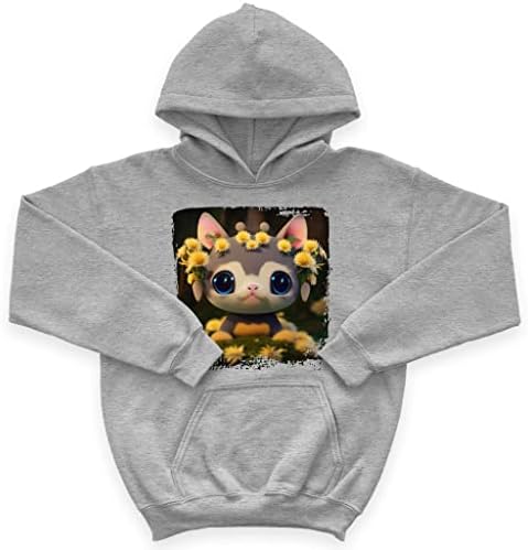 Детска hoody с качулка от порести руно Cat Wearing Crown - Детска hoody с принтом Котка - Графична hoody за деца