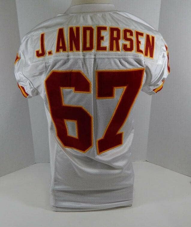 2002 Канзас Сити Шефове Джейсън Андерсън 67, Издаден в бяла тениска DP10986 - Използваните тениски за игри NFL без