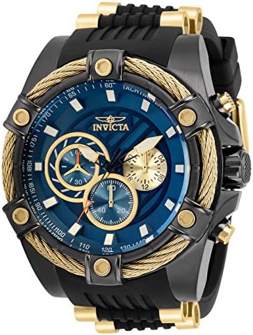 Мъжки часовник Invicta Болт 52 мм със силикон кварцов хронограф от неръждаема стомана, Черни (модел: 32696)