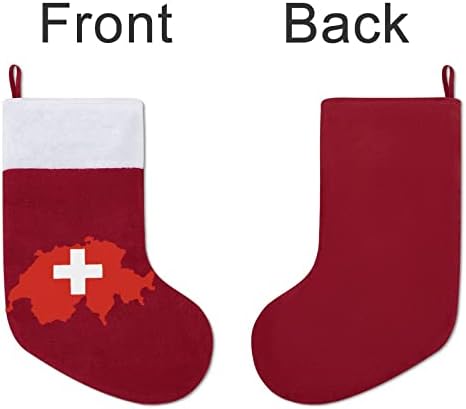 Флаг Карта на Швейцария Коледен Окачен Отглеждане на Сладък Дядо Чорап за Коледно Декориране на Подаръци