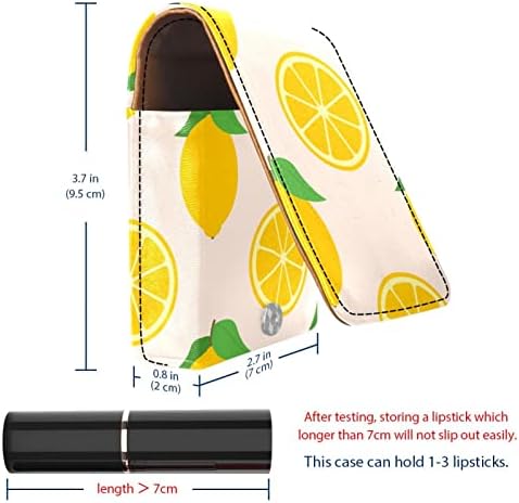 Жълти пресни лимони през лятото червило калъф с огледало за чантата за Преносим мини грим чанта за пътуване козметична чанта