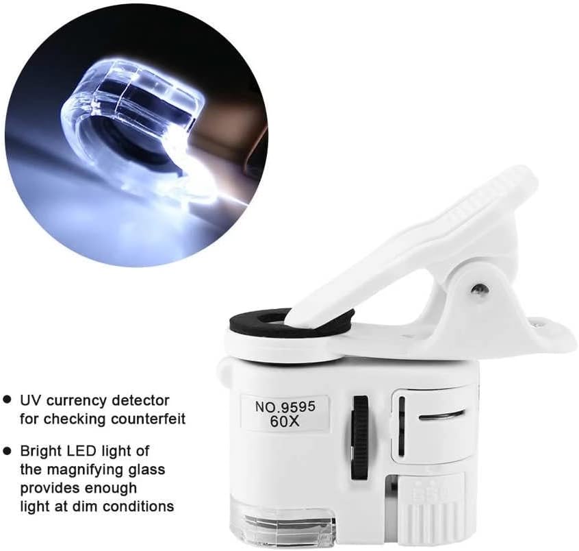 LUKEO Дигитален Микроскоп 60X Увеличително Стъкло, LED UV-Лампа Мини Мобилен Телефон Клип Микроскоп Microscopio