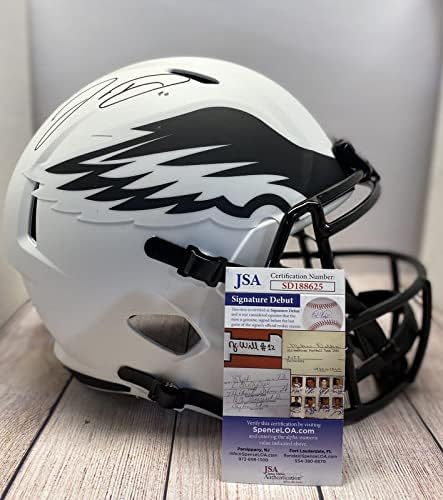Philadelphia Eagles Джордан Дейвис, Подписано Полноразмерную Лунна Копие Шлем 2 Jsa - Каски NFL С автограф
