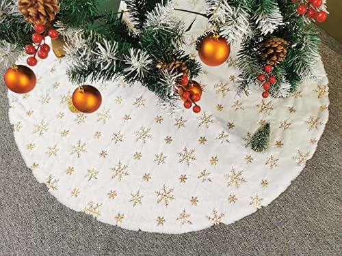 Пола за Коледно Sokotocy 48 см, с Блестящи Златни пайети във формата на Снежинки, Празнична Украса за Коледното парти, Декорация