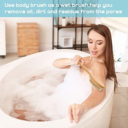 Четка за тяло и Скрубер за душ - Четка за къпане с дълга дръжка с Дължина 16 см Почиства трудно достъпните места, лесно ексфолира