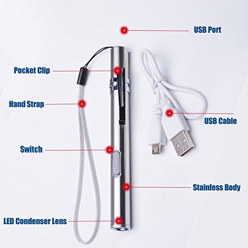 USB Акумулаторна Писалката-Фенерче, Pocket Малък Удобен led Фенерче LAFEINA, Мини-Фенери с Клипс от Неръждаема