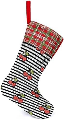 Коледни Чорапи с Пайети под формата на Череши и Ленти, Блестящи Стенни Висящи Украси, Украса за Коледната Елха, Празнични
