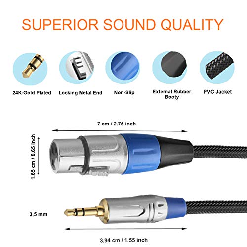 микрофон кабел tisino от XLR до 3,5 мм конектор XLR от микрофона до 1/8 от инча, за видеокамери, slr, компютърни записващи