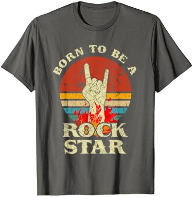 Тениска Born To Be Rock Star С Ръчни Рога, Реколта Ретро Тениска
