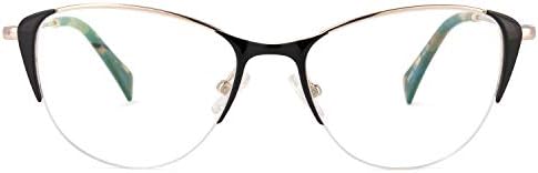 Zeelool Реколта Метални Извънгабаритни Очила Cat Eye Blue Light Blocking за Жени Erbach GM947526