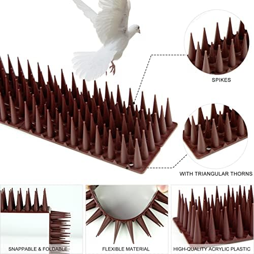 8 Опаковки шипове за птици - Пластмасови шипове, за да отблъскват птиците размер 17 х 1,57 x 1,38 инча - Тръни, за да отблъскват