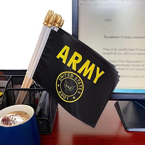 TSMD Знамена със Златен Знаме на Армията на САЩ, Малки Мини Ръчни Военни Знамена, Бижута, 5x8 См, 12 Опаковки