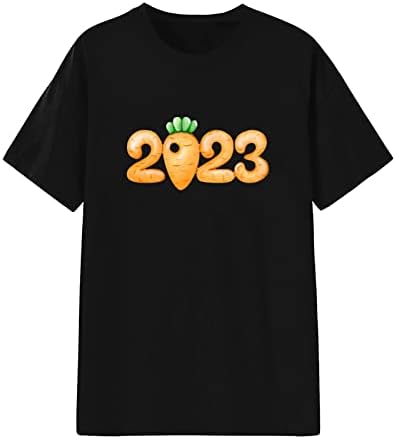 Черен Дамски Дрехи с Къс Ръкав 2023, Ежедневни Тениска с Кръгло Деколте и Графичен Дизайн, Лятна Есенна Риза