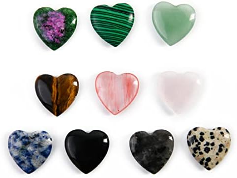NUZUJX 10 БР Цветни Лечебен Кристал Естественото Сърце Полирани Камъни във формата На Сърце За Любов Набор от Палмови