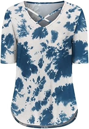 Дамски Летни Ежедневни тениска OVERMAL с къс ръкав и V-образно деколте с принтом