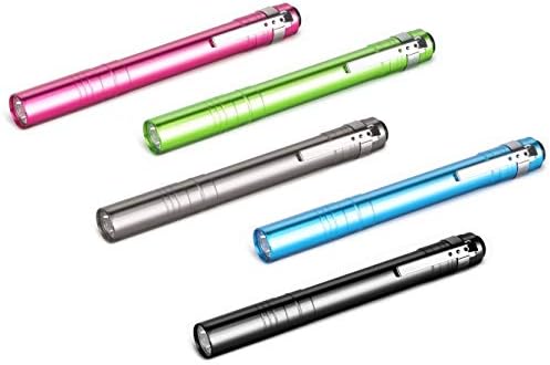 SEAMAGIC 5-Пакет LED Penlight - джобен ръчно фенерче с щипка, комплект 10 сухи батерии, идеален за разглеждане,