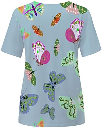 NOKMOPO Дамски Ризи Плюс Размер, Модни и Ежедневни Блуза С кръгло деколте и Къс ръкав и Принтом