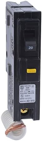 Квадратен D от Schneider Electric HOM120GFICP Homeline 20 Amp Single & Square D - HOM120PDFC Homeline Plug неутрален 20-Амперный