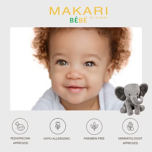 Бебешко олио Makari Softness Care със сладки бадеми, лайка и витамини С и е хипоалергичен и не съдържа парабени,