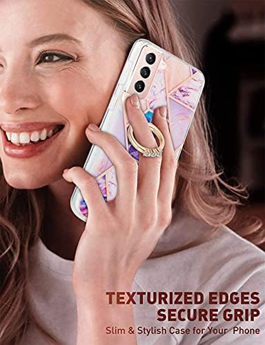 Калъф Samsung Galaxy S21 5G, DOOGE Ултра-Тънък Лъскав Мек Мрамор калъф от TPU за жени и Момичета, с Въртящ се