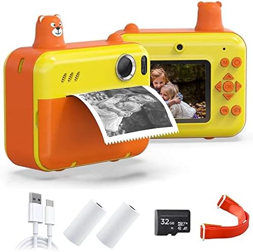 Камера миг печат Acuvar 1080P HD за деца, с камера за селфи, Цифрова камера с нулеви мастило и 2 Ролята на