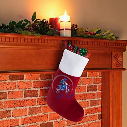 Имам Байк Мотокрос Надпревара на Червени Коледни Празници Чорапи Дом Декорации за Коледната Елха Камина Окачени Чорапи