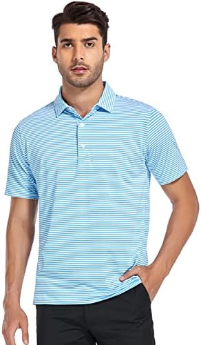 DEOLAX Мъжка Риза За Голф С Къс Ръкав, Абсорбиращи Влагата Ризи Поло в Райе за Мъже Dry Fit Performance Golf Polos