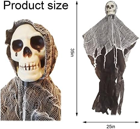 ELUBOIDG 3 Опаковки Висящи украшения във вид на Скелети-Духа на Хелоуин, 35 Летящ Призрак с гъвкава дръжка, за вътрешна