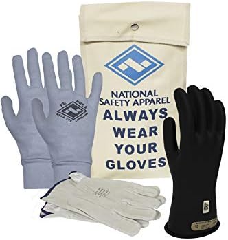 Националната Защитно облекло класа 00, черна Гумена Ръкавица с Изолация от напрежението на Премиум-комплект с Плетиво ръкавица