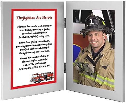 Подарък Пожарному, Стихотворение Герой в Рамка в чест на Любимия Пожарникар, Добави Снимка с размери 4x6 Инча