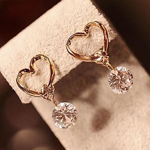 Златни Мини-Обеци-пръстени във формата на Сърце за Жени с Елегантно Покритие от Цирконий, Малки Обеци-Пръстени