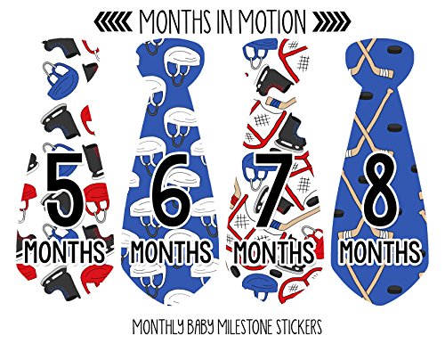 Months In Motion Месечните стикери вратовръзка за бебето - Стикер върху вратовръзка-крайъгълен камък на месеца, момче