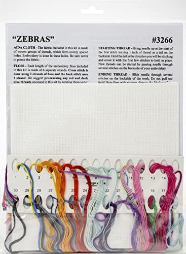Дизайнерски работа Комплект за Бродерия на кръстат бод с Разноцветни Зебри