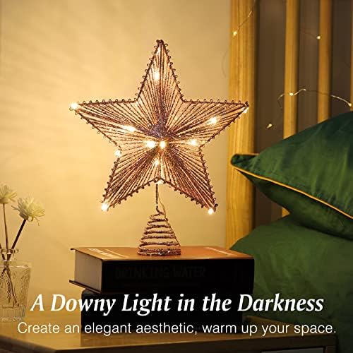 Коледна Звезда Lewondr, Съобразена Звезда на Батерии с Подсветка и Пайети, Коледа в цилиндър с Подсветка за Начало на