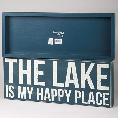 Примитиви от Туроф 27365 Знак във формата на селски сини кутии с размери 22 х 9 см Езеро - моето щастливо място