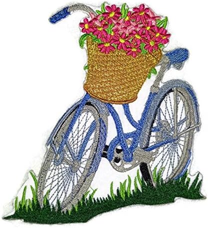 Обичай и уникални пролетни цветя с ваза [Велосипед, създаден за цъфтежа], Бродирани желязо нашивке [5,54