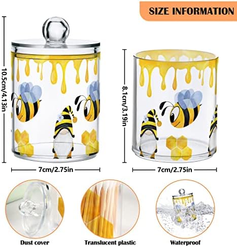 innewgogo Bee 2 Опаковки Титуляр за памучни тампони, Органайзер, Диспенсер, Пластмасови Прозрачни Кутии с Капаци, Комплект